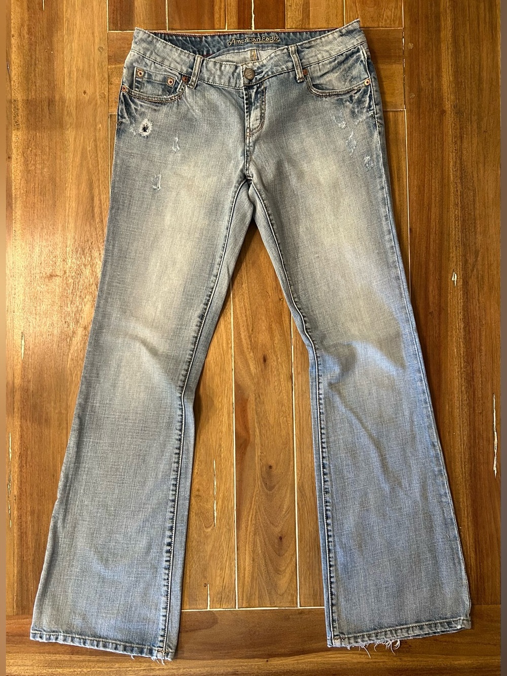 Vintage American Eagle Outfitters Light Blue Flare Jeans 8 LONG